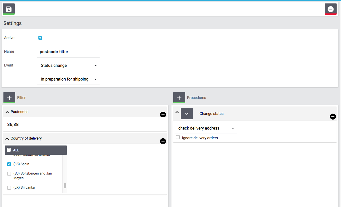 Postcode filter filter and procedures