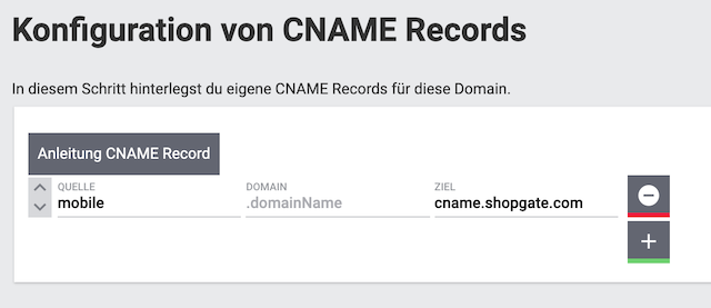 CNAME Konfiguration