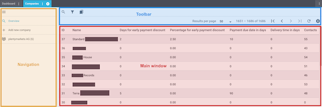 company ui menu structure