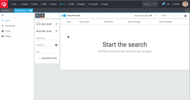 History SearchFilters