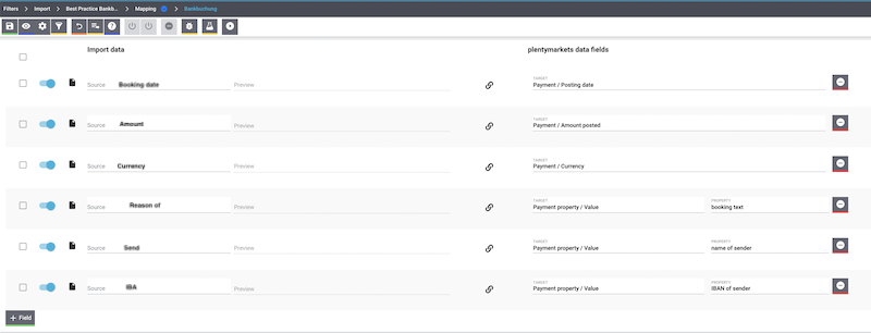 bp postings import mapping fields
