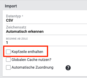 BP Paketnummern Kopfzeile