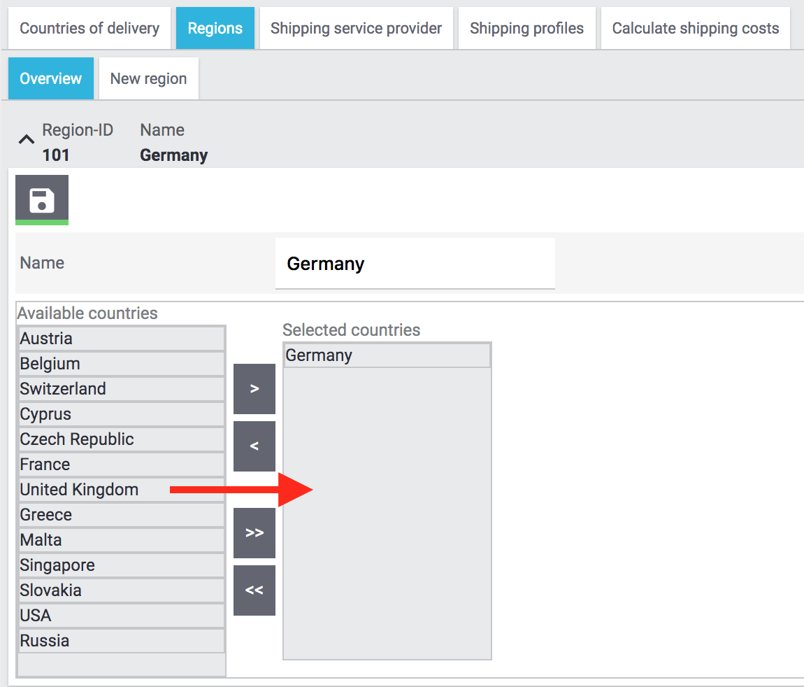 DHL plugin set up regions
