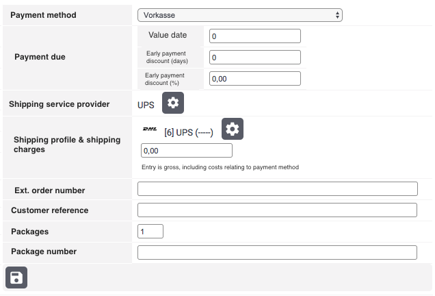 UPS shipping profile