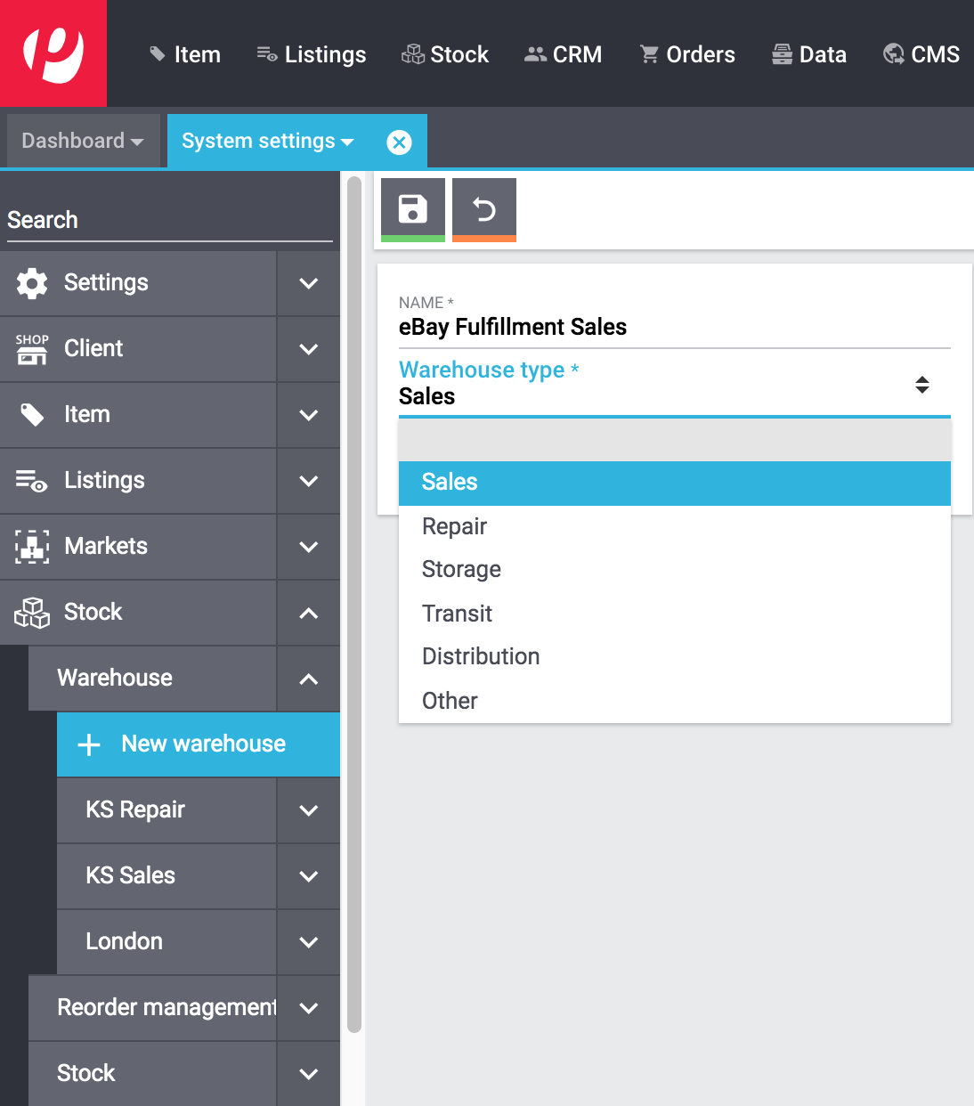 eBay Fulfillment create warehouse