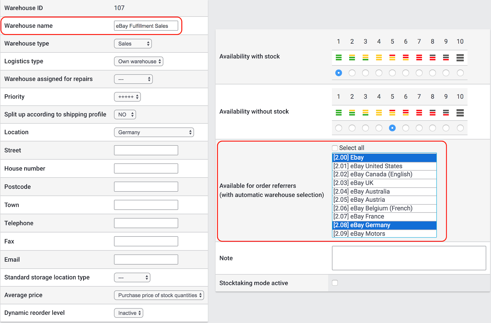 eBay Fulfillment order referrers warehouse