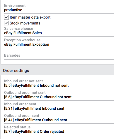 eBay Fulfillment plugin settings