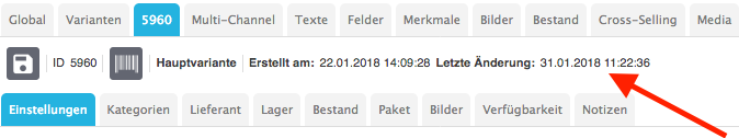Datum letzte Änderung
