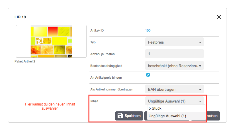 Listing-Einstellungen