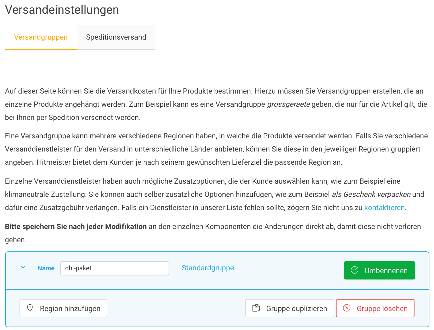 bp real versandeinstellungen