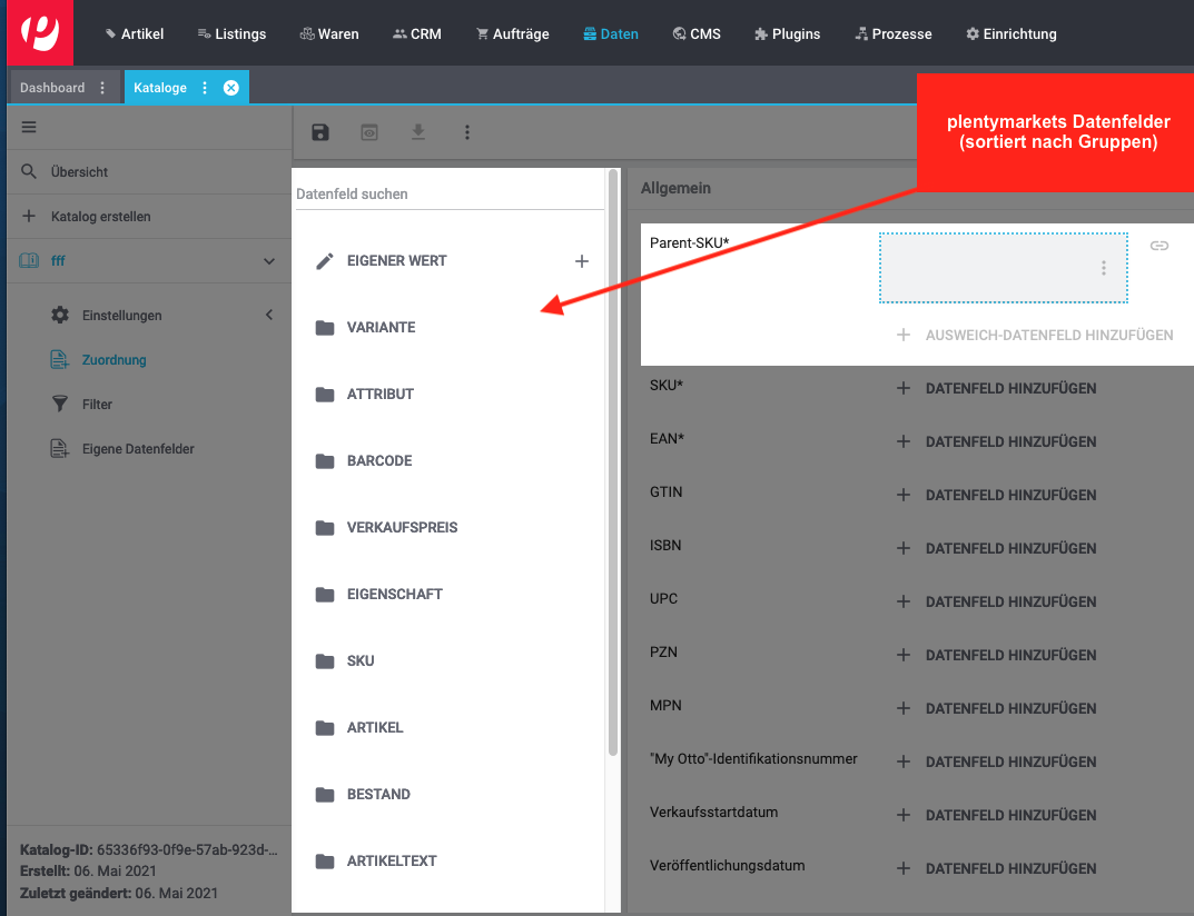 plentymarkets data fields
