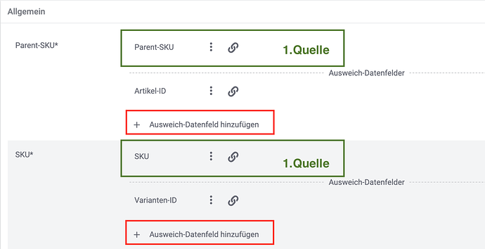 Datenfeld hinzufügen