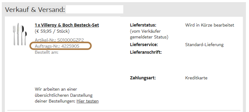 OTTO market order number