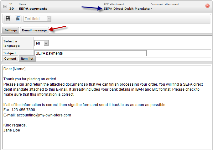 EN Bank details SEPA Template