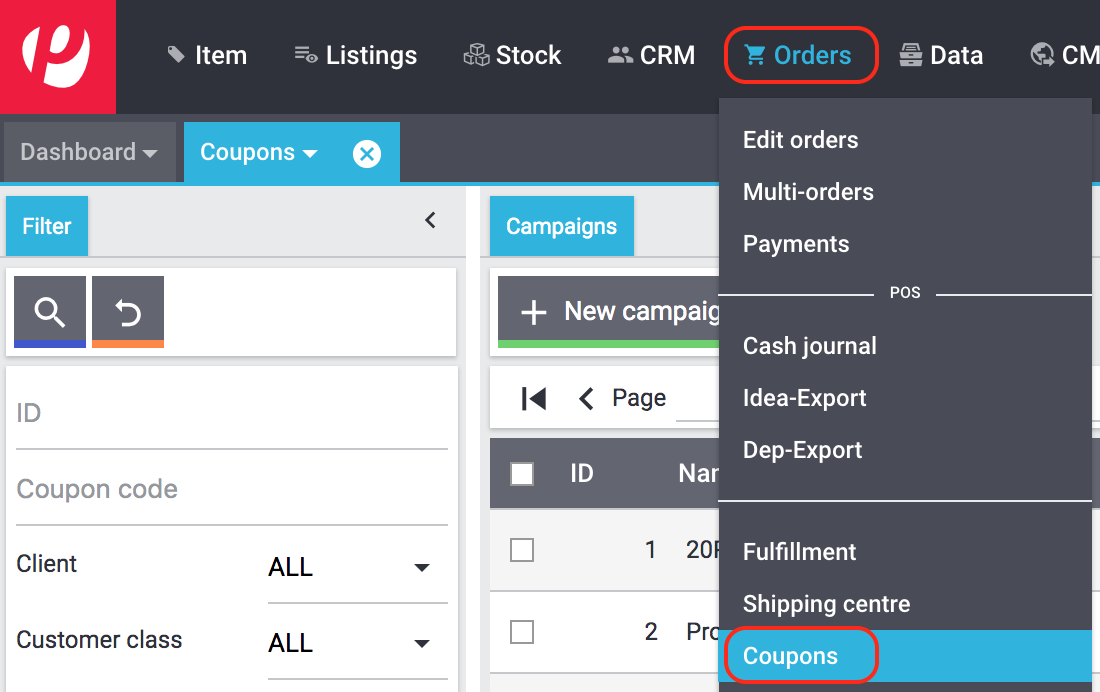Coupons create campaign