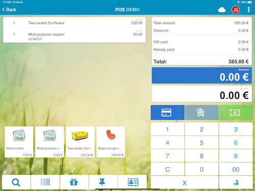 tablet view POS shopping cart