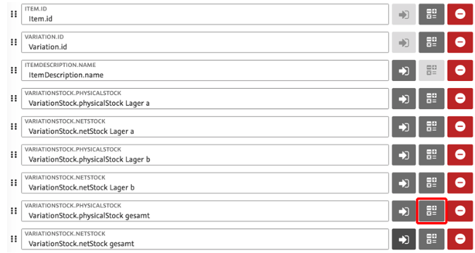datenfelder warenbestand
