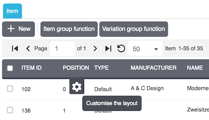 Customise the layout