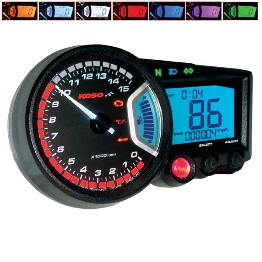 Speedometer KOSO Digital Cockpit RX2 GP Style Tachometer with ABE