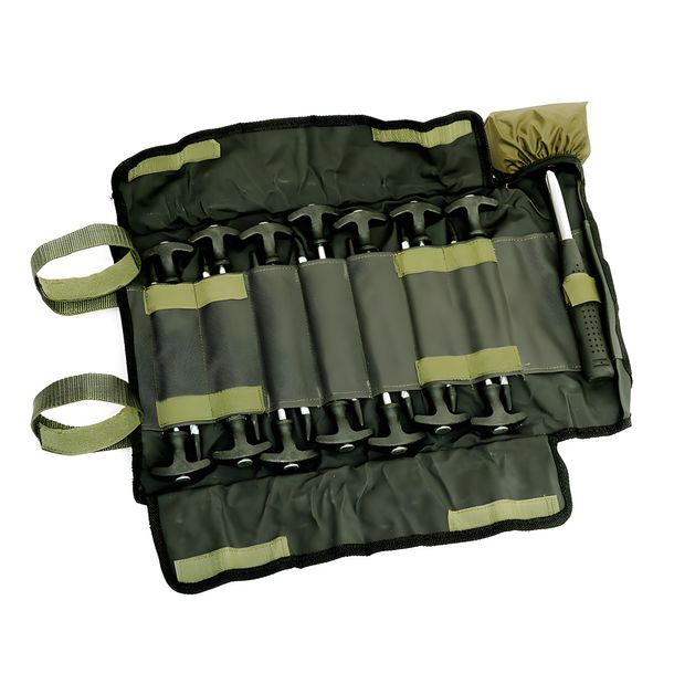 Set of 14 pegs including rubber mallet for bivvy, tents, etc.