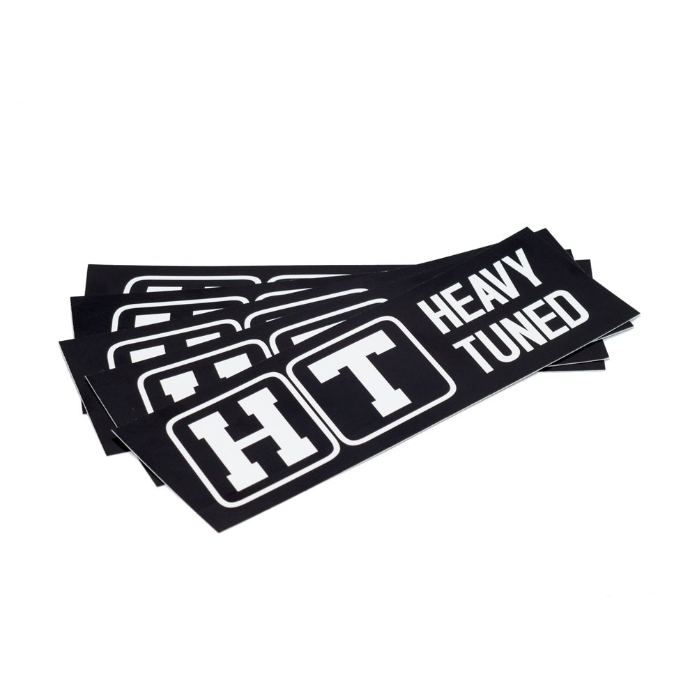 Aufkleber Stickerbomb 10 x Heavy Tuned schwarzes Logo weißer Hintergrund