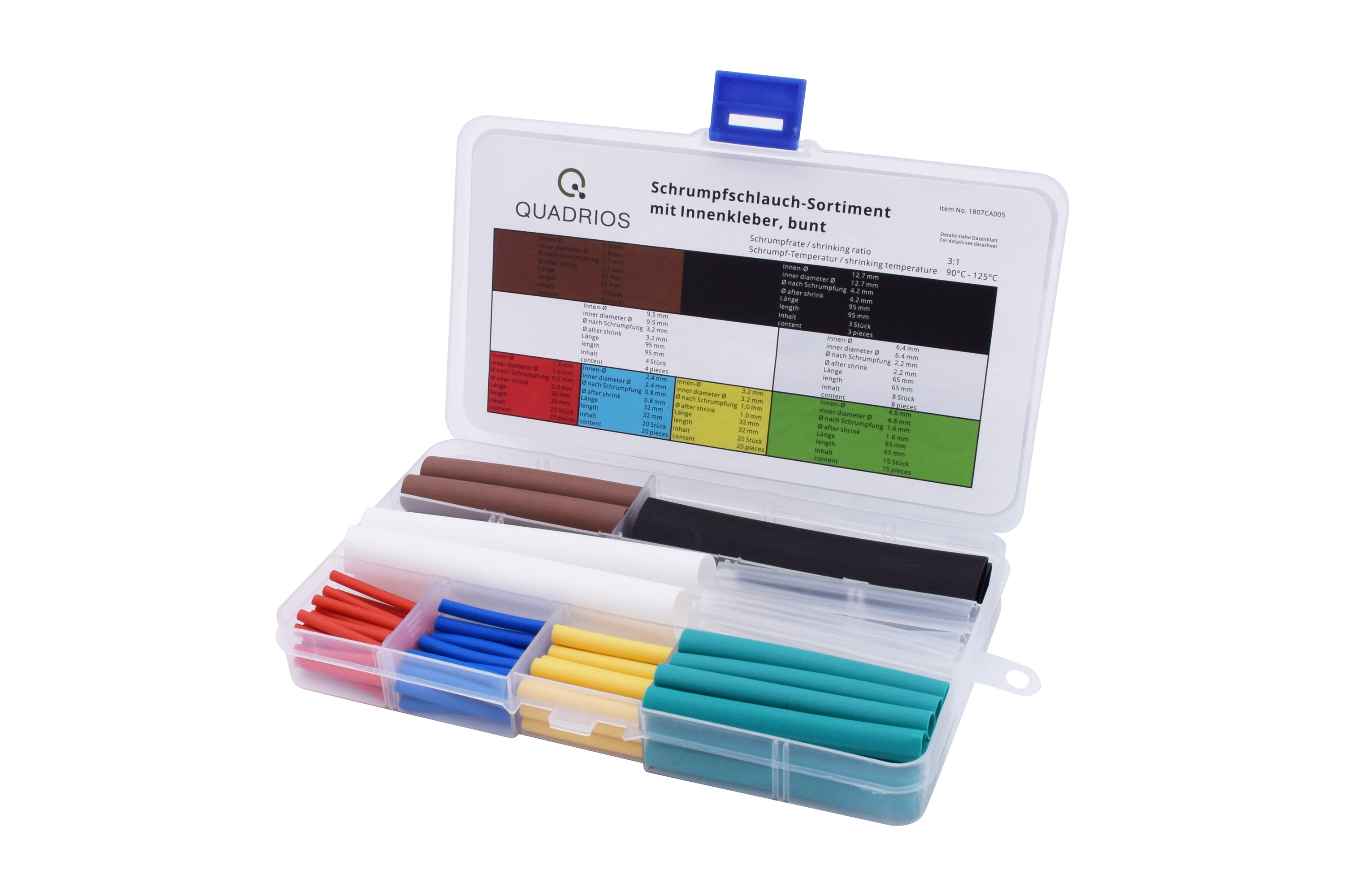 weiß transparent SET Schrumpfschlauch Sortiment Set schwarz bunt 100 tlg