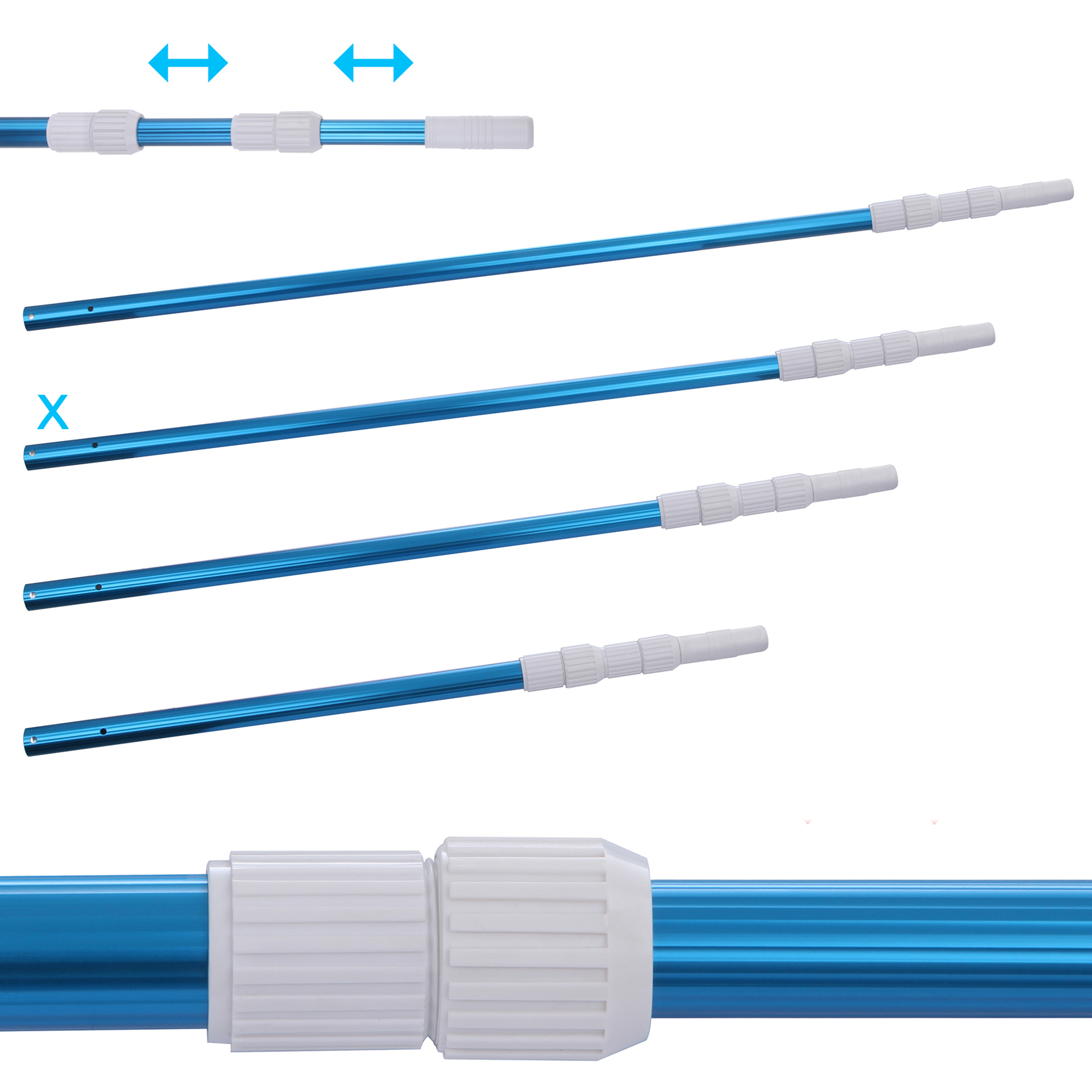Blueborn Pool Rod PPS3x100 Aluminum Telescopic Rod 3part 120 300 cm