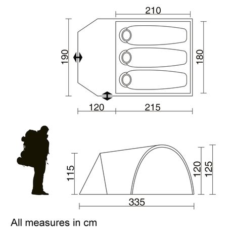 Jumbuck 3 Beechnut Tente dôme 3 personnes imperméable 5000mm Vert Gris