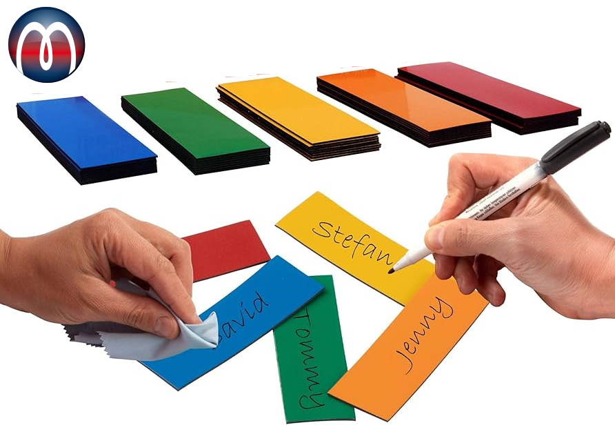 Colored Magnetic Strips and Rolls for Labelling and Marking, Magnetic Dry Erase Labels Flexible Magnetic Labels Stickers, Write on Wipe off Magnetic Racking Strip