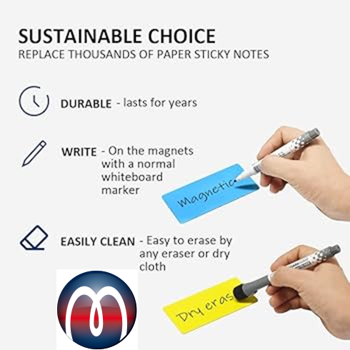 Colored Magnetic Strips and Rolls for Labelling and Marking, Magnetic Dry Erase Labels Flexible Magnetic Labels Stickers, Write on Wipe off Magnetic Racking Strip