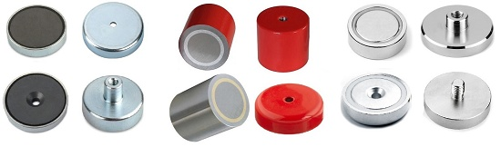 Pot Magnets, Neodymium, Alnico and Ceramic/Ferrite Pot Magnets Cup Magnets, Clamping Magnets, Holding Magnets are permanent magnets, magnetic round base