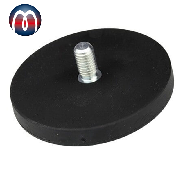 Neodymium Rubber Coated Magnet with External Thread, Neodymium (Rare Earth) Rubber Coated Magnets, Clamping Magnetic Systems Santoprene Pot Rare Earth Magnet, Flat Gripper Magnetic Disc Pot Magnet Rubber Round Magnets with Thread for Screws Eyelet or Hook