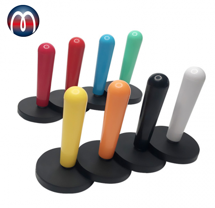 Rubber Coated Neodymium Magnetic Systems with Handle, Rubberised Pot Magnets with Cylindrical Grip, cup magnet, holding magnet, magnetic assembly, magnetic pot, magnetic sign grippers, magnetic system, magnetic system with handle, neodymium magnetic systems, neodymium pot magnet, positioning graphic magnets, pot magnet, rubber coated magnetic system, rubber coated pot magnets