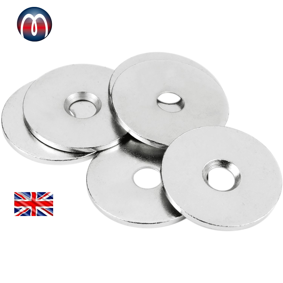 Screw-on bases Steel discs fixing screws Disc with countersunk borehole, as a counterpart to magnets, Metal plate, Surfaces for magnets screw-on metal discs, Cups, Discs and Washers