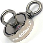 Neodymium Fishing Magnet with 2 Threaded Holes / Eyelets (M12) Ø 116 mm - holds 2 x 400 kg⭐⭐⭐⭐⭐