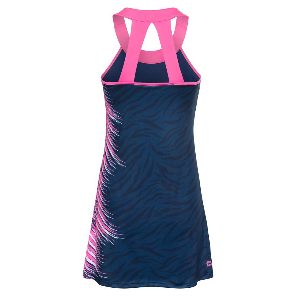 dark blue and pink dress