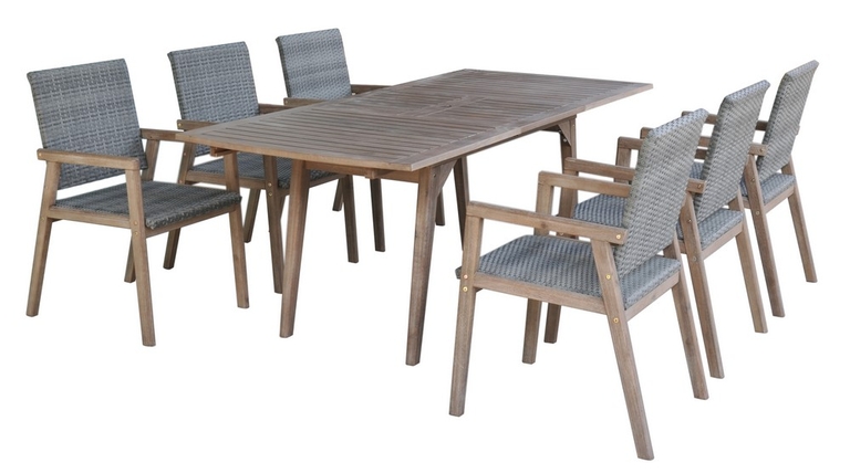 Better Home 7tlg. Gartenmöbel-Set Milage Tisch ausziehbar 2m 6 Stühle