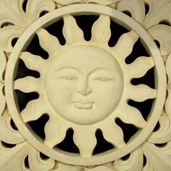 Wandrelief Sonne 100 x 100 x 10 cm Kalkstein Stein Relief Handarbeit
