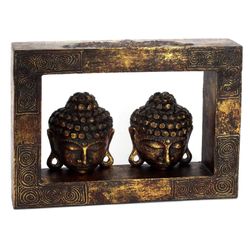 Buddha Kopf Reliefbild - 42 cm breit - gold