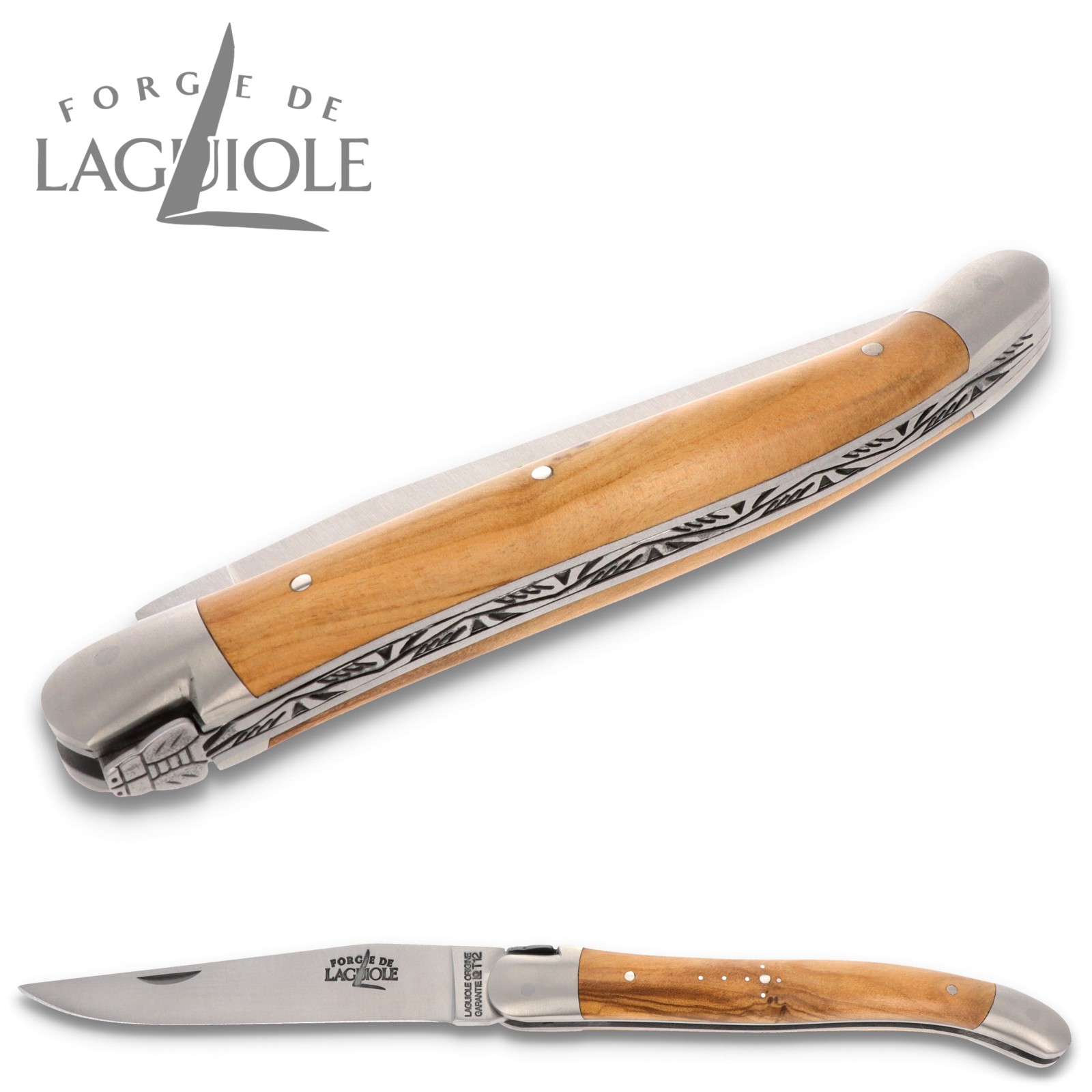Forge de Laguiole - Griff Olive - 11 cm Taschenmesser - Stahl matt