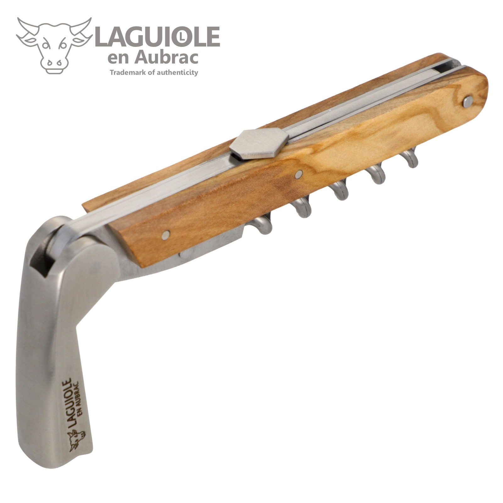 Laguiole Aubrac Kellnermesser Michel Bras Olivenholz Korkenzieher