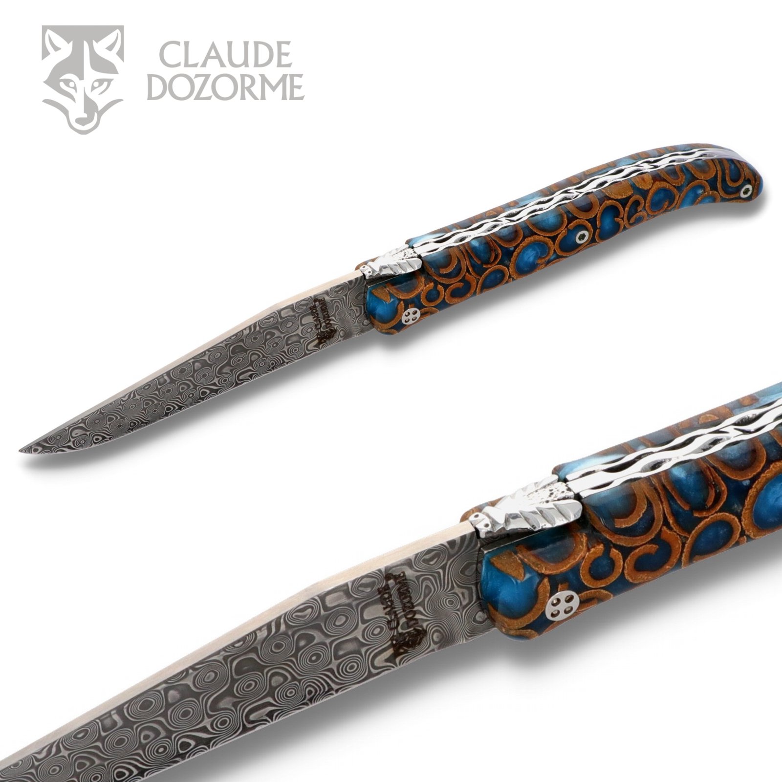 Claude Dozorme - Laguiole Messer - Griff Acryl / Zimt dunkelblau