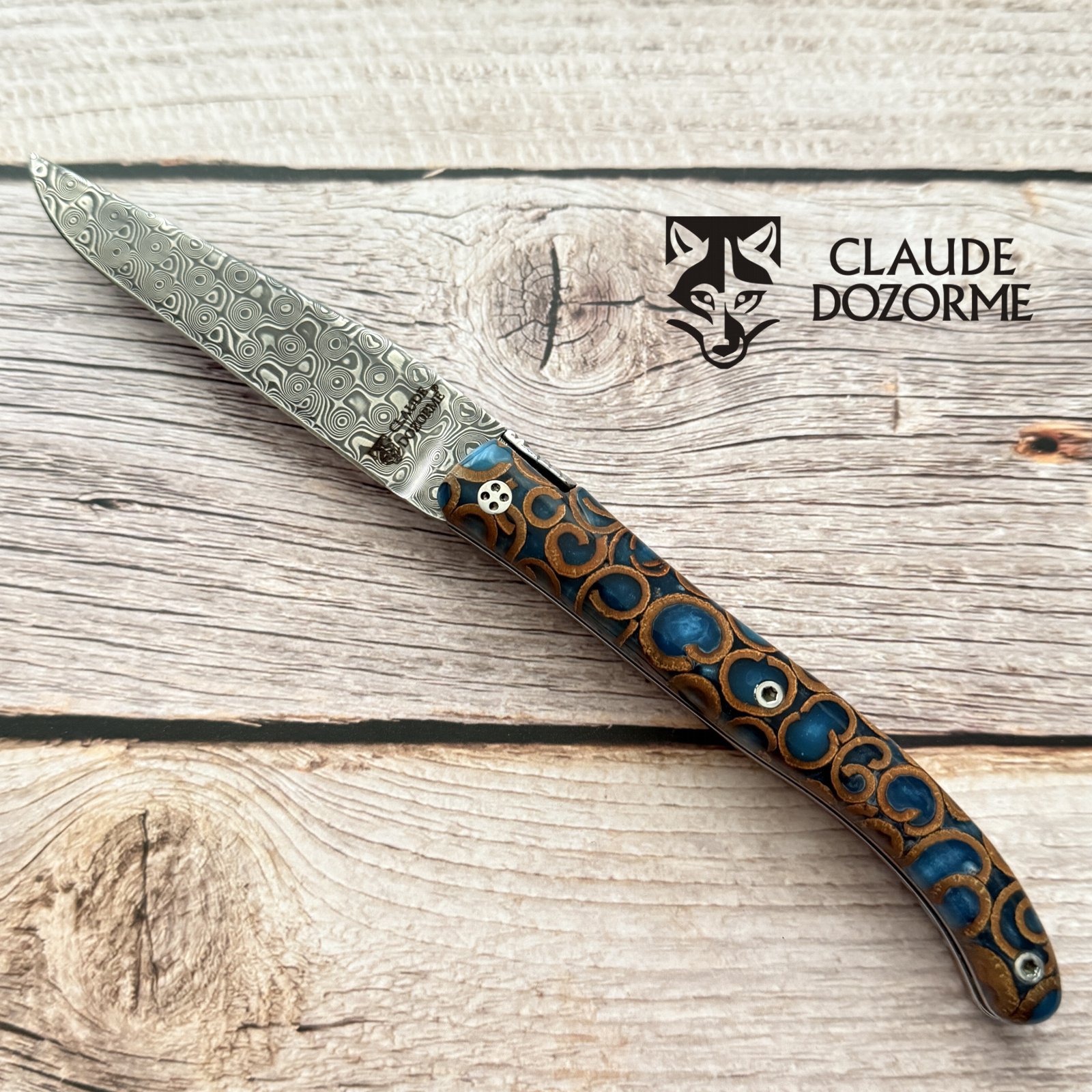 Claude Dozorme - Laguiole Messer - Griff Acryl / Zimt dunkelblau