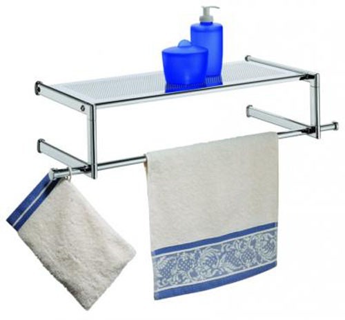 WENKO Wandregal mit Handtuchstange Badregal Badablage Bad Regal