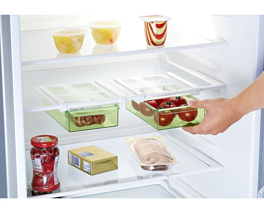3x Kühlschrank Organizer Zusatz Klemm Schublade Gemüsefach Fach