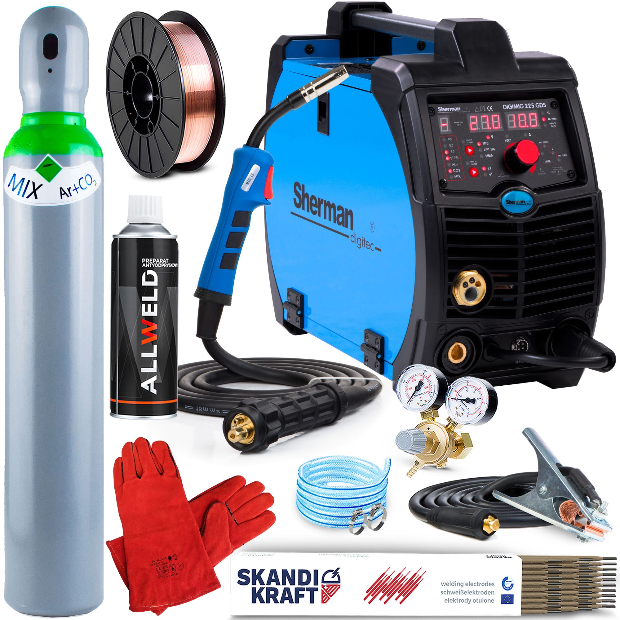 SHERMAN DIGIMIG 225GDS Schweißgerät MIG MAG MMA WIG 230V 50Hz 220A ...