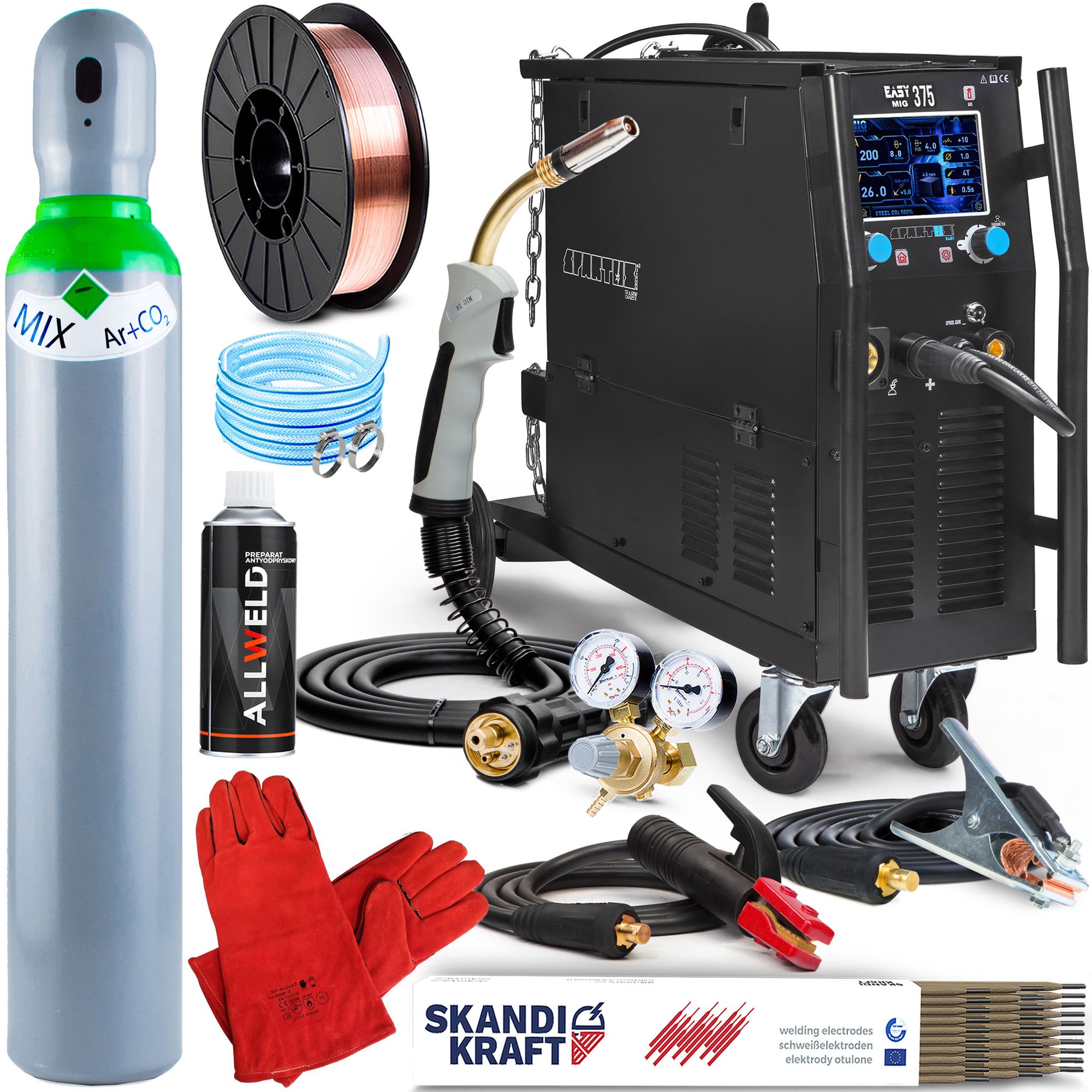 SPARTUS EasyMIG 375 Schweißgerät MIG MAG MMA WIG 400V 50Hz 50 - 350 A ...