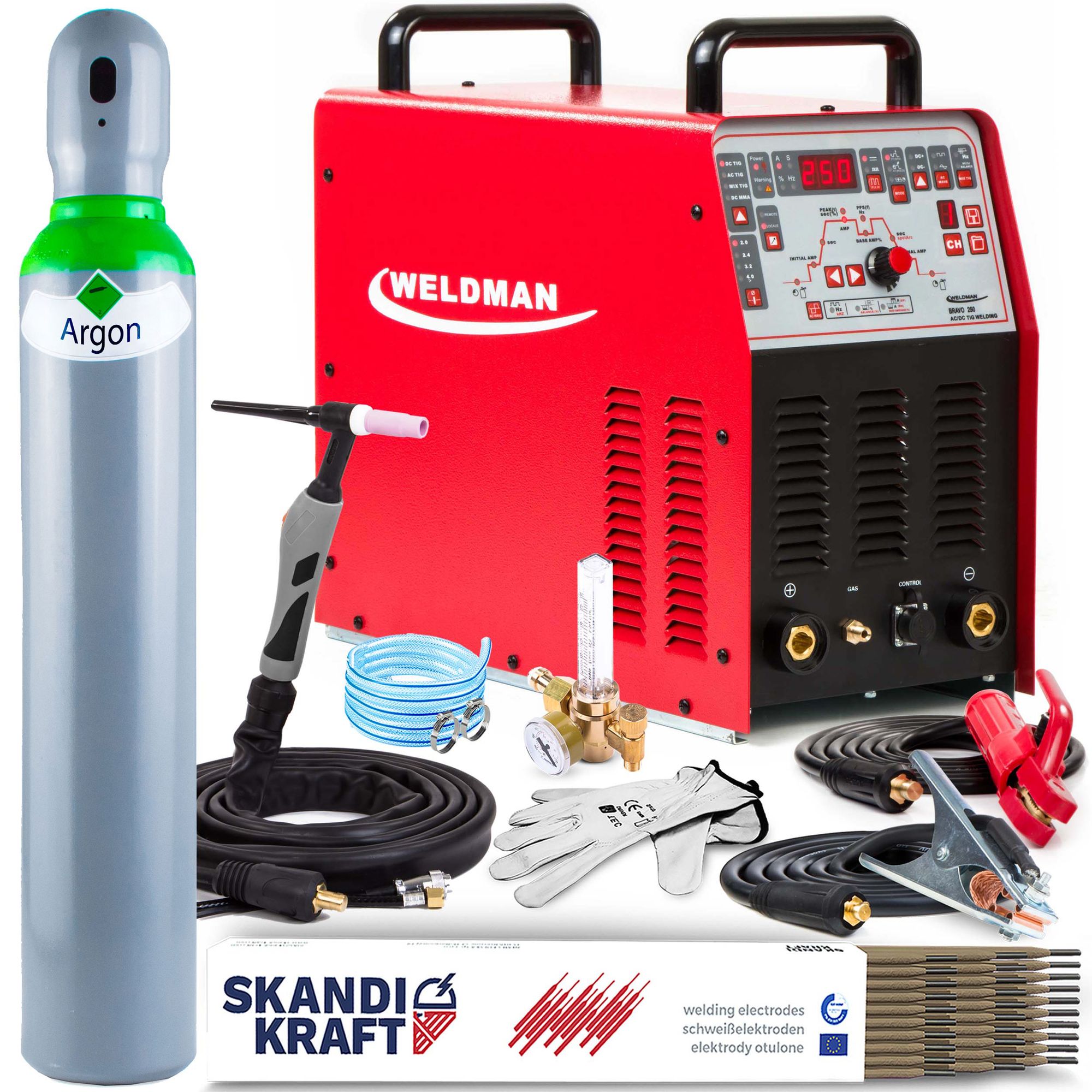 WELDMAN BRAVO WIG 250 AC/DC Schweißgerät WIG AC/DC MMA 230V 50Hz 250A ...