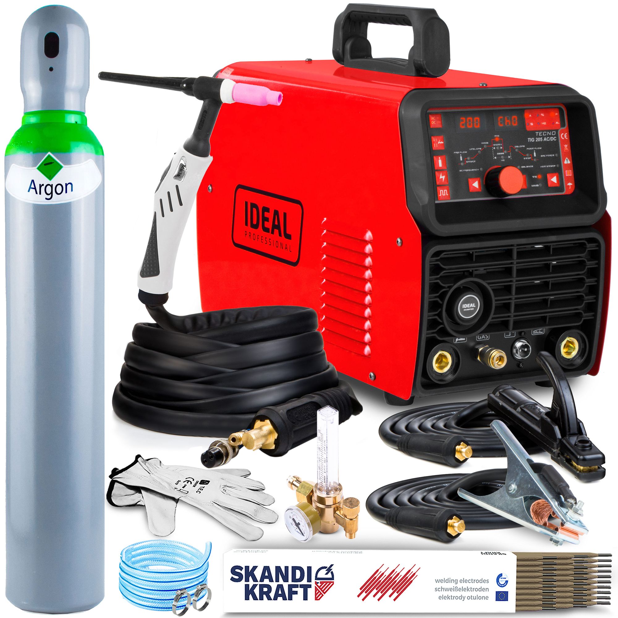 IDEAL TECNO WIG 205 AC/DC Schweißgerät WIG AC/DC MMA 230V 50Hz 10-200A ...