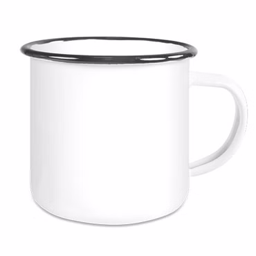 Emaille-Tasse weiß, farbigem Tassenrand, Sublimationsdruck